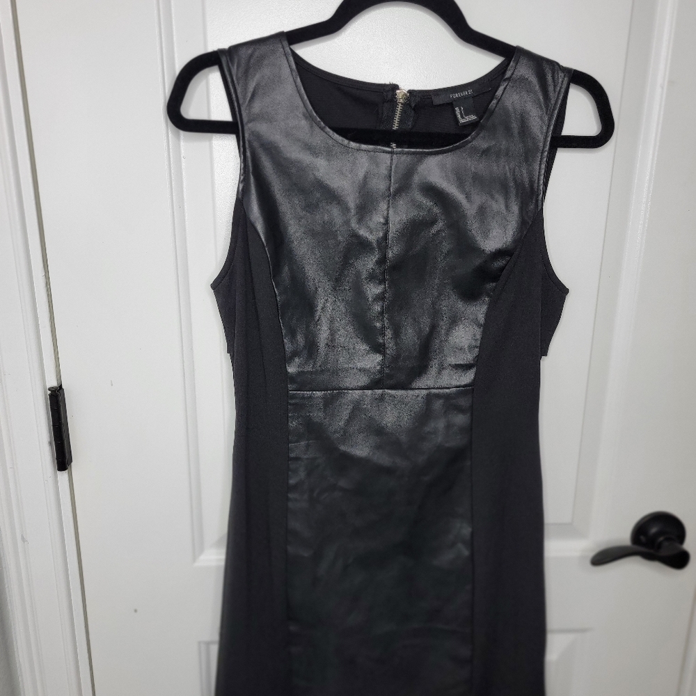Forever 21 pleather, Mini black dress. SIZE L